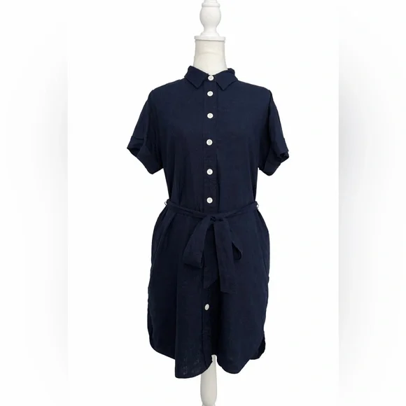 NWOT / J.crew factory Linen-blend belted mini shirt-dress - Picture 2 of 5